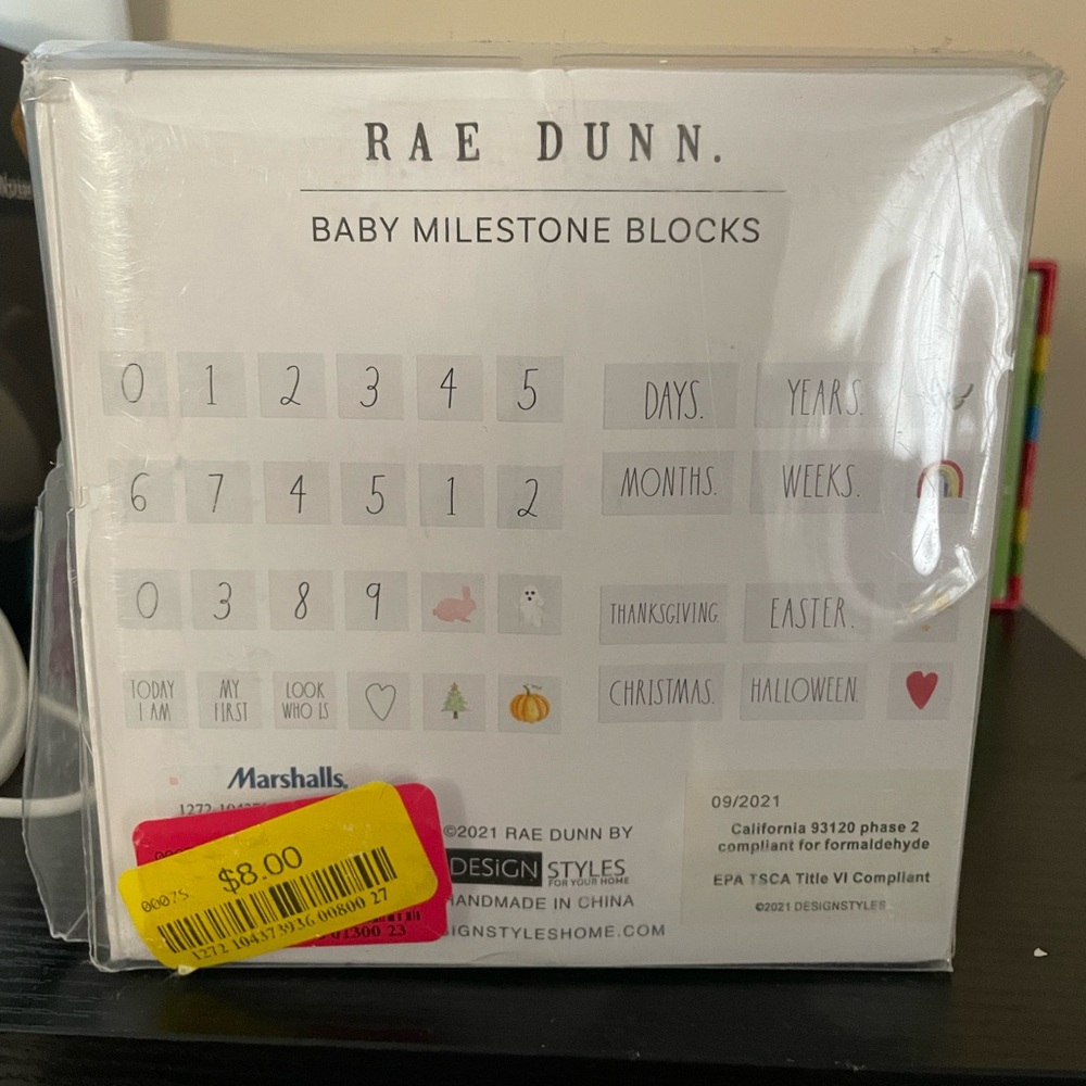 Rae Dunn White Baby Milestone Blocks